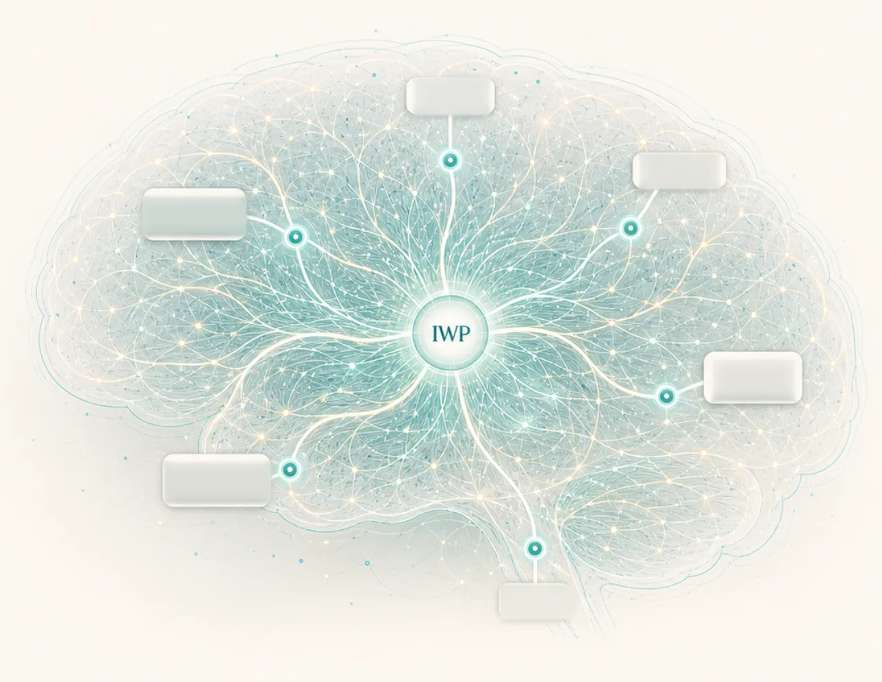 A neural network of investing concepts branching from a central hub